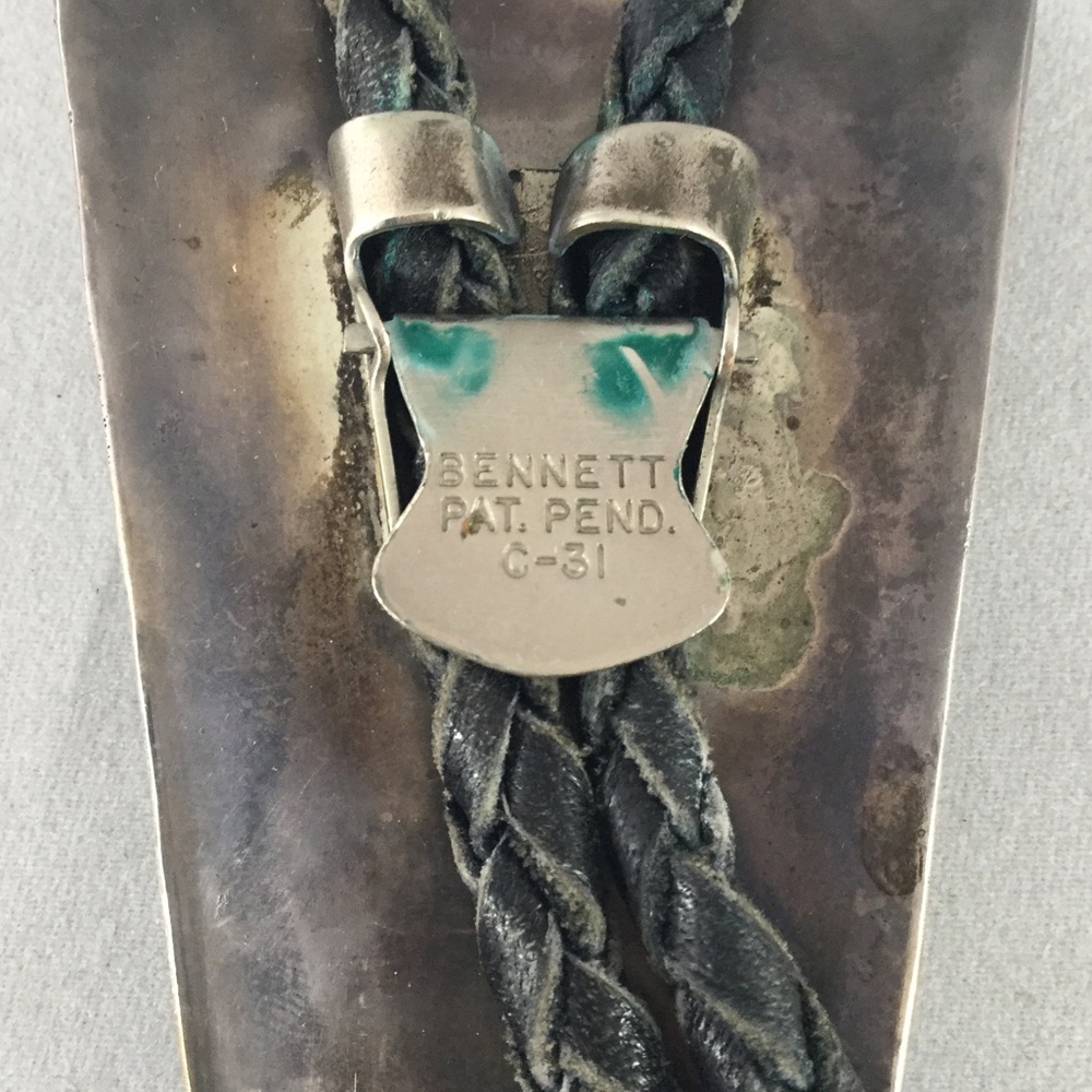 Vintage Turquoise and Coral Bolo c-31 Silver - Picture 6 of 7